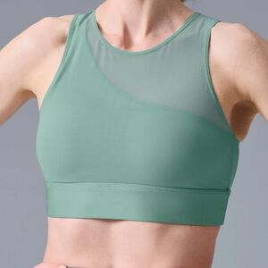 Alo Airlift Mesh Coastline Bra in a size small. Color: Botanical Green